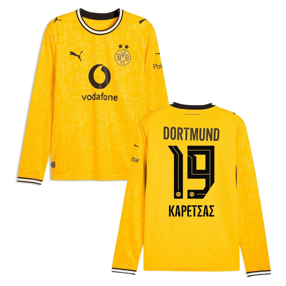 BVB BORUSSIA DORTMUND Trikot Home Herren langarm 26 / 27 - KAPETΣAΣ 19 (KARETSAS 19 griechisch) - sportiger.de