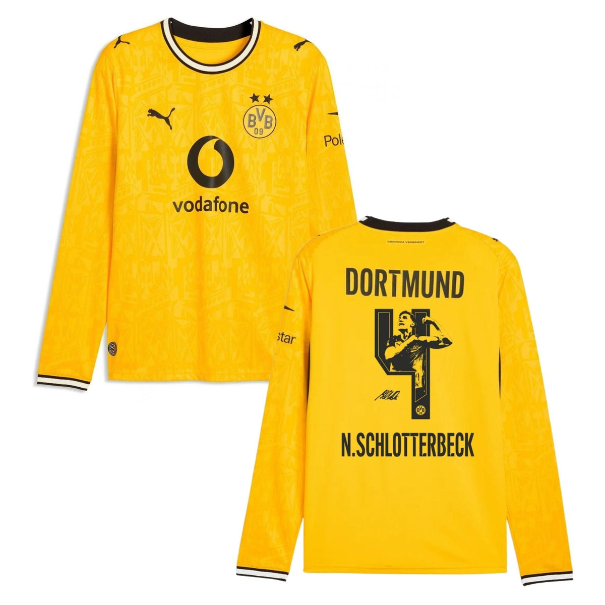 BVB BORUSSIA DORTMUND Trikot Home Herren langarm 26 / 27 - N. SCHLOTTERBECK 4 (Sonderflock) - sportiger.de