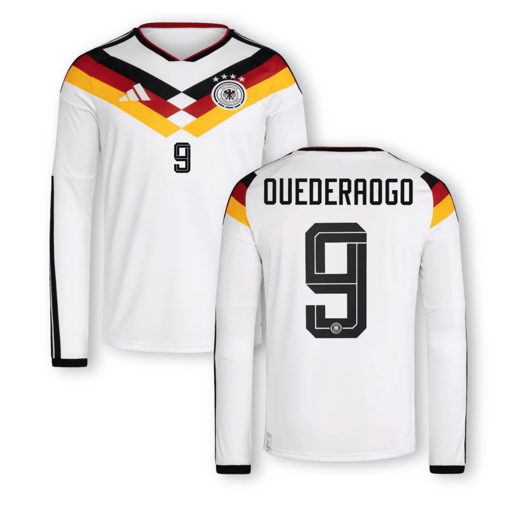 DFB DEUTSCHLAND AUTHENTIC Trikot Home Herren langarm WM 2026 - OUEDRAOGO 9 - sportiger.de