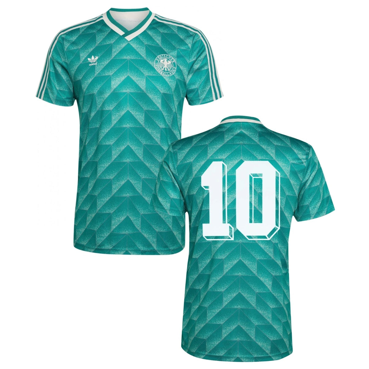 DFB DEUTSCHLAND Trikot Away Herren WM 1990 - 10 (MATTHÄUS) Retro Filz Beflockung - sportiger.de