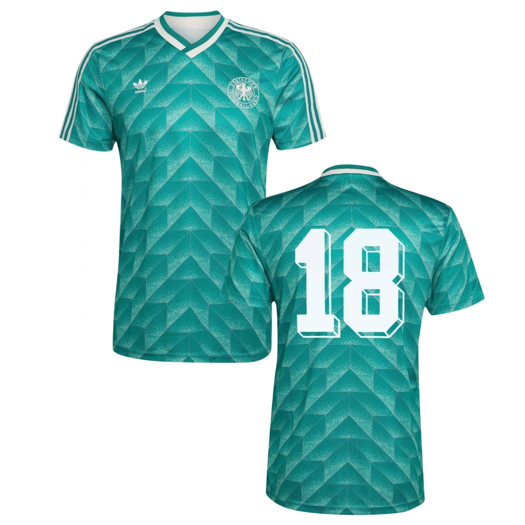 DFB GERMANY Away Jersey Men's 1990 World Cup - 18 (KLINSMANN) Retro Felt Flocking - sportiger.de