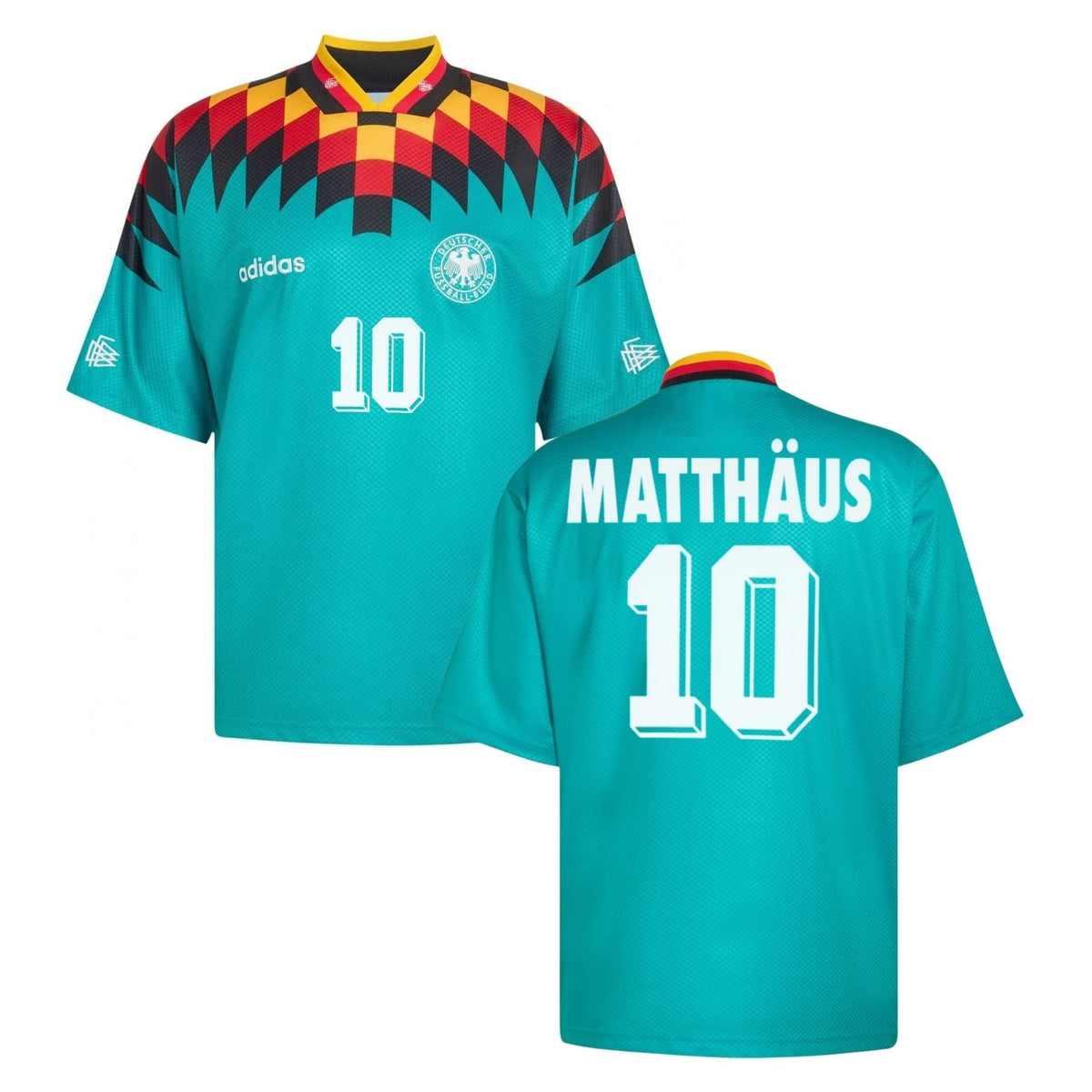 DFB DEUTSCHLAND Trikot Away Herren WM 1994 - MATTHÄUS 10 (Retro Filz Beflockung) - sportiger.de