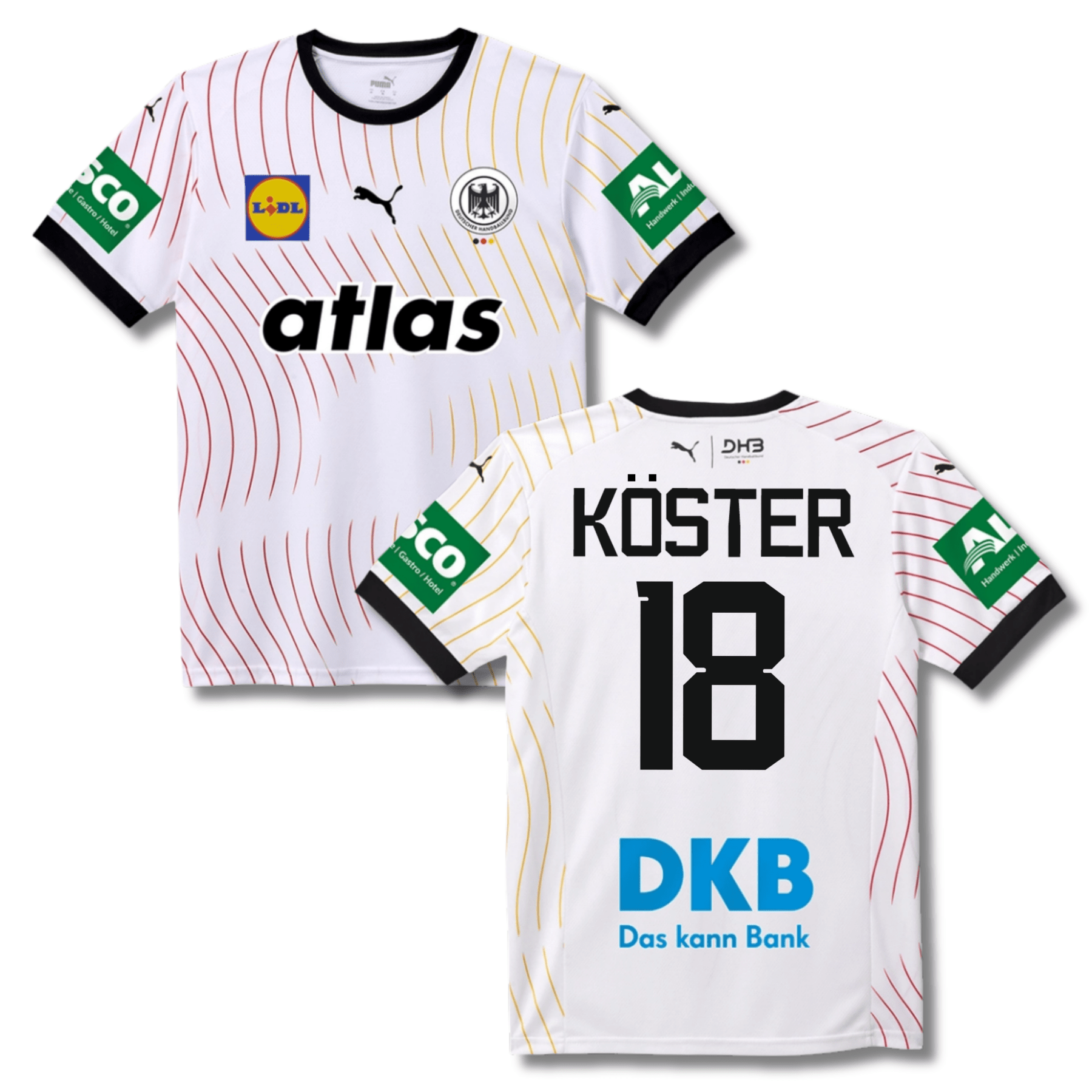 DHB DEUTSCHLAND Trikot Home Herren WM 2025 - KÖSTER 18 (Fan - Style) - sportiger.de