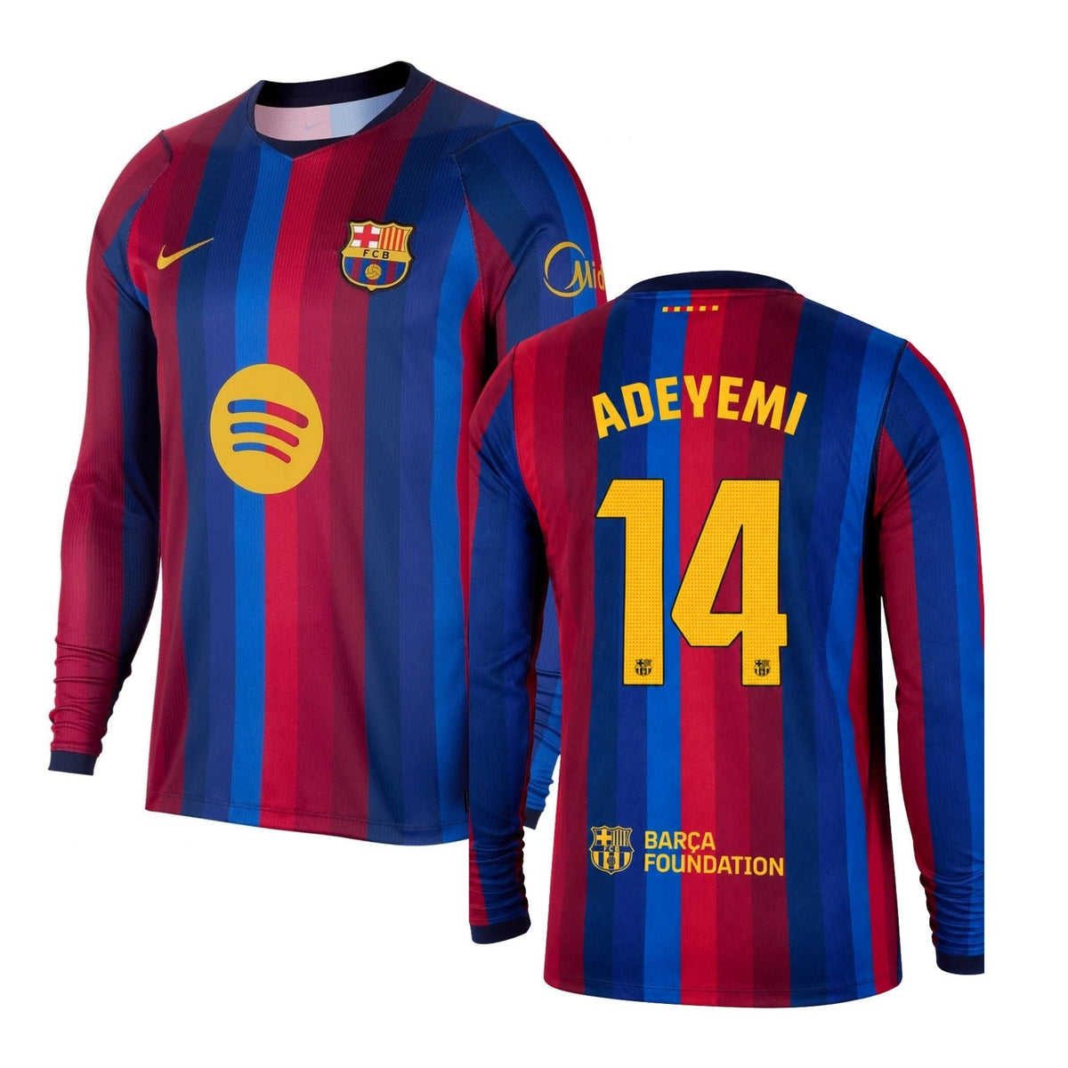 FC BARCELONA Maillot domicile Homme manches longues 26 / 27 - ADEYEMI 14 (Style Ligue des Champions) - sportiger.de