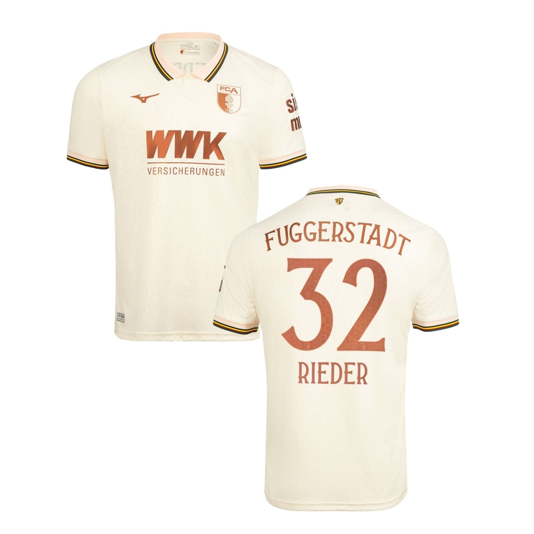 FCA FC AUGSBURG FUGGERSTADT Trikot Herren creme 25 / 26 - RIEDER 32 - sportiger.de