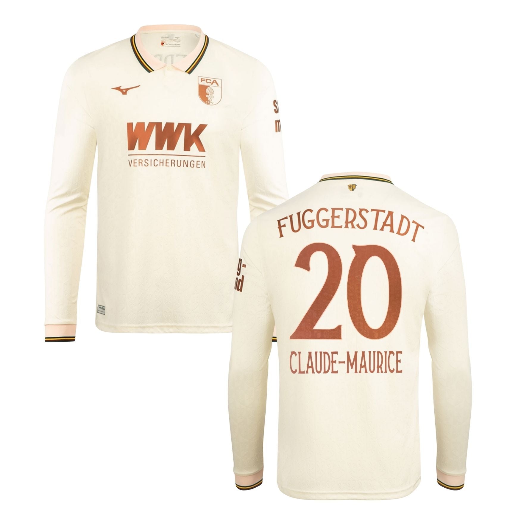 FCA FC AUGSBURG FUGGERSTADT Trikot Herren langarm creme 25 / 26 - CLAUDE - MAURICE 20 - sportiger.de