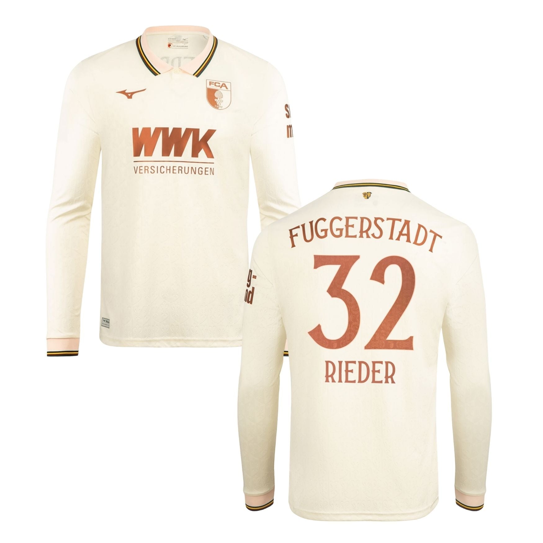 FCA FC AUGSBURG FUGGERSTADT Trikot Herren langarm creme 25 / 26 - RIEDER 32 - sportiger.de