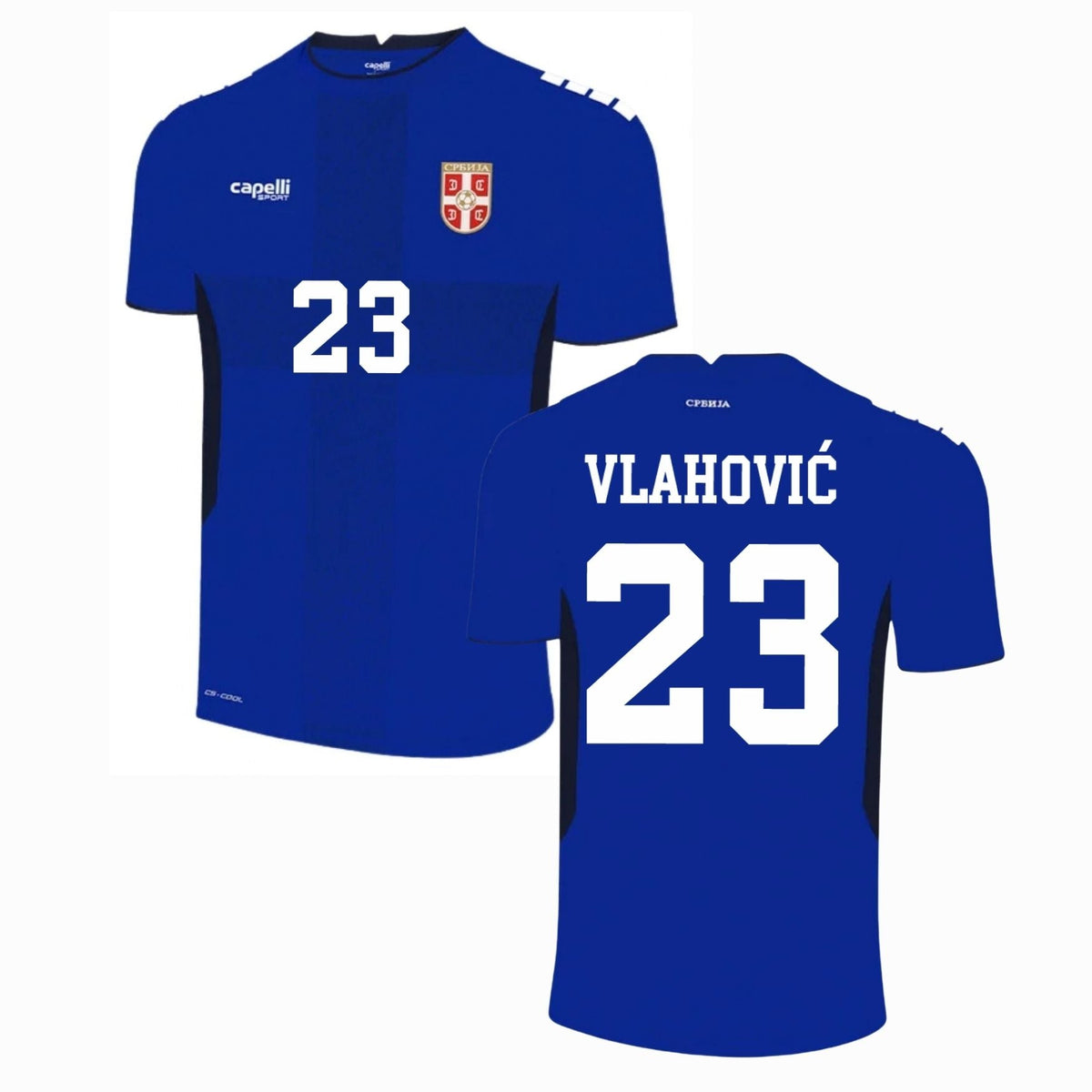 FSS SERBIEN AUTHENTIC Camiseta Local Hombre 25 / 26 - VLAHOVIĆ 23 (Estilo Aficionado) - sportiger.de