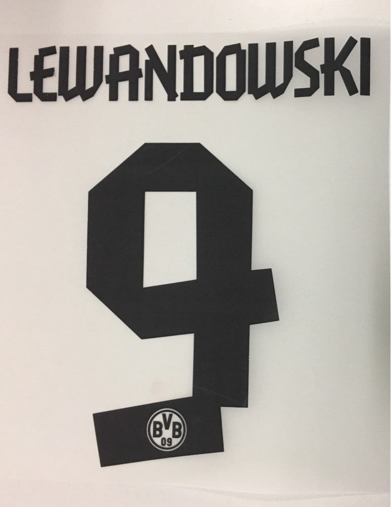 Original BVB Borussia Dortmund Trikot-Flock 17cm - LEWANDOWSKI 9