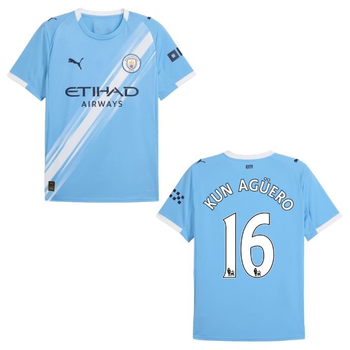 MCFC MANCHESTER CITY Trikot Home Herren 25 / 26 - KUN AGÜERO 16 (Legend) (Retro Style) - sportiger.de