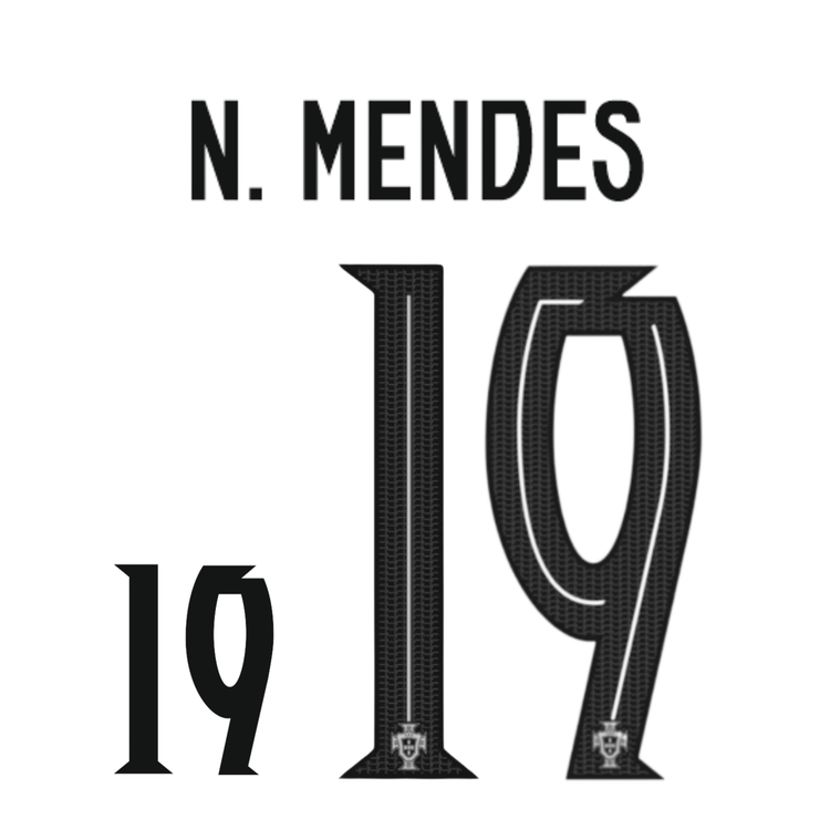 Original 2025 FPF PORTUGAL Away Trikot - Flock 25cm - N. MENDES 19 - sportiger.de