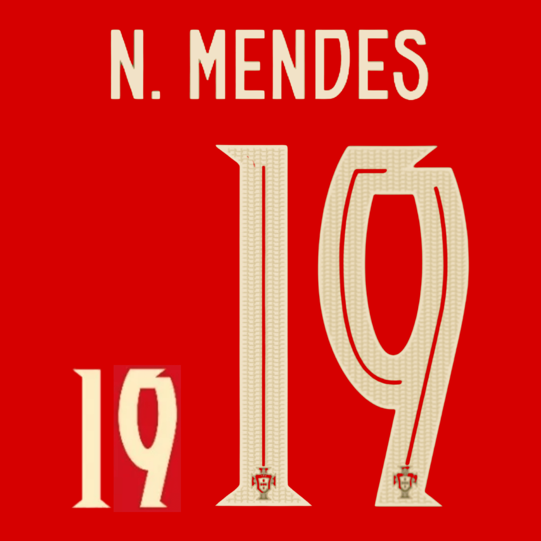 Original 2025 FPF PORTUGAL Home Trikot - Flock 25cm - N. MENDES 19 - sportiger.de