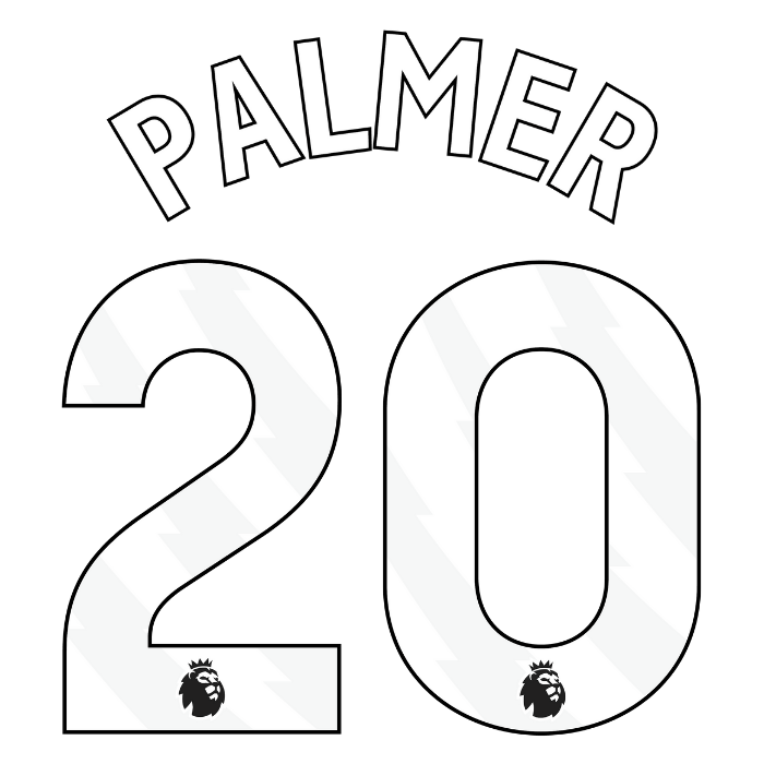 Original 23 / 25 Premier League Trikot - Flock 25cm - PALMER 20 - sportiger.de