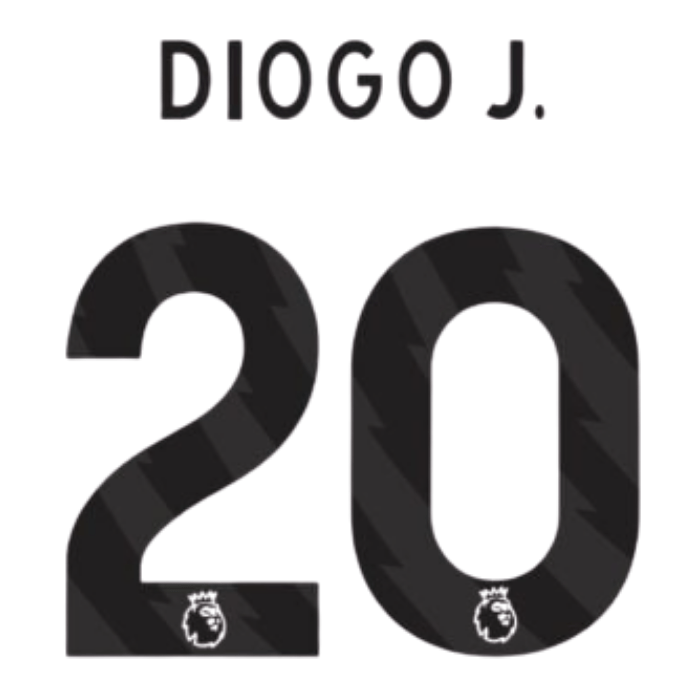 Original 23 / 26 Premier League Trikot - Flock 25cm - DIOGO J. 20 - sportiger.de