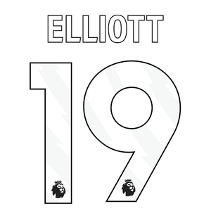 Original 23 / 26 Premier League Trikot - Flock 25cm - ELLIOTT 19 - sportiger.de