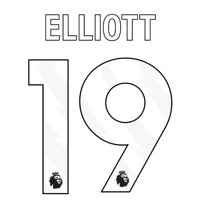 Original 23 / 26 Premier League Trikot - Flock 25cm - ELLIOTT 19 - sportiger.de