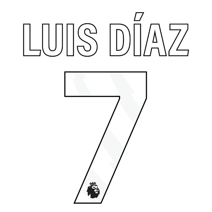 Original 23 / 26 Premier League Trikot - Flock 25cm - LUIS DÍAZ 7 - sportiger.de