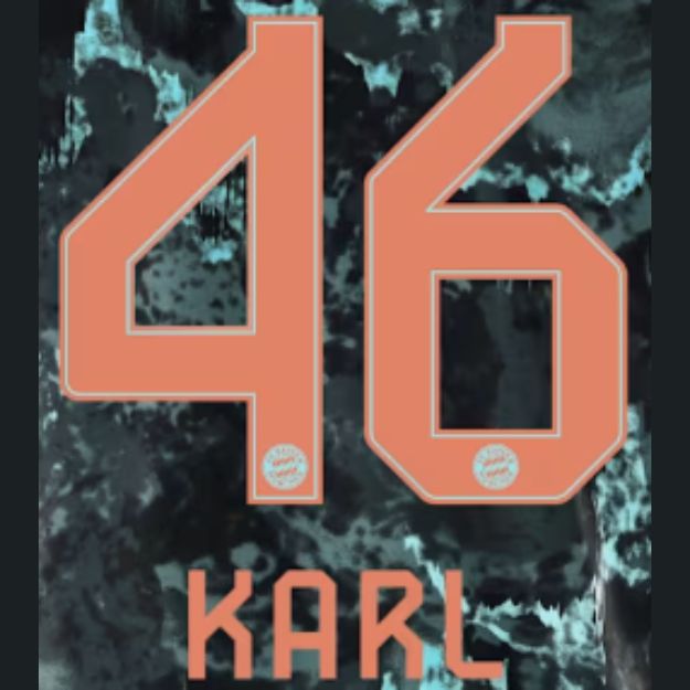 Original 24 / 25 FC BAYERN MÜNCHEN Away Trikot - Flock 23cm - KARL 46 - sportiger.de