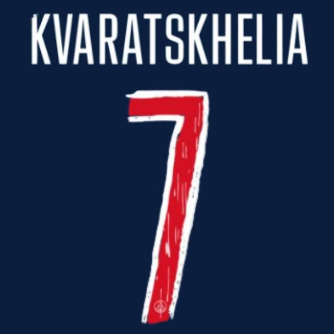 Original 24 / 25 PSG PARIS SAINT - GERMAIN Trikot - Flock 26cm - KVARATSKHELIA 7 (Champions League Style) - sportiger.de