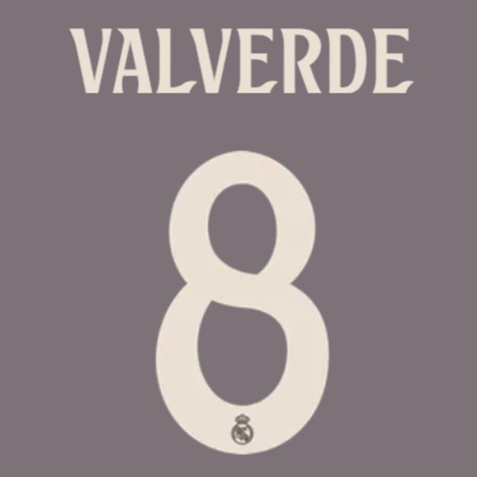 Original 24 / 25 REAL MADRID 3rd Trikot - Flock 26cm - VALVERDE 8 - sportiger.de