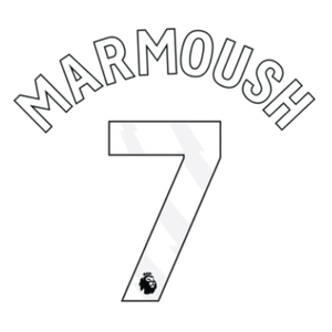 Original 24 / 26 Premier League Trikot - Flock 25cm - MARMOUSH 7 - sportiger.de