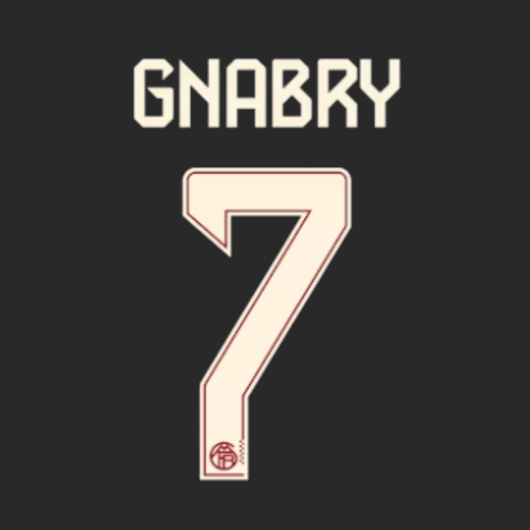 Original 25 / 26 FCB FC BAYERN MÜNCHEN 3rd Trikot - Flock 23cm - GNABRY 7 - sportiger.de