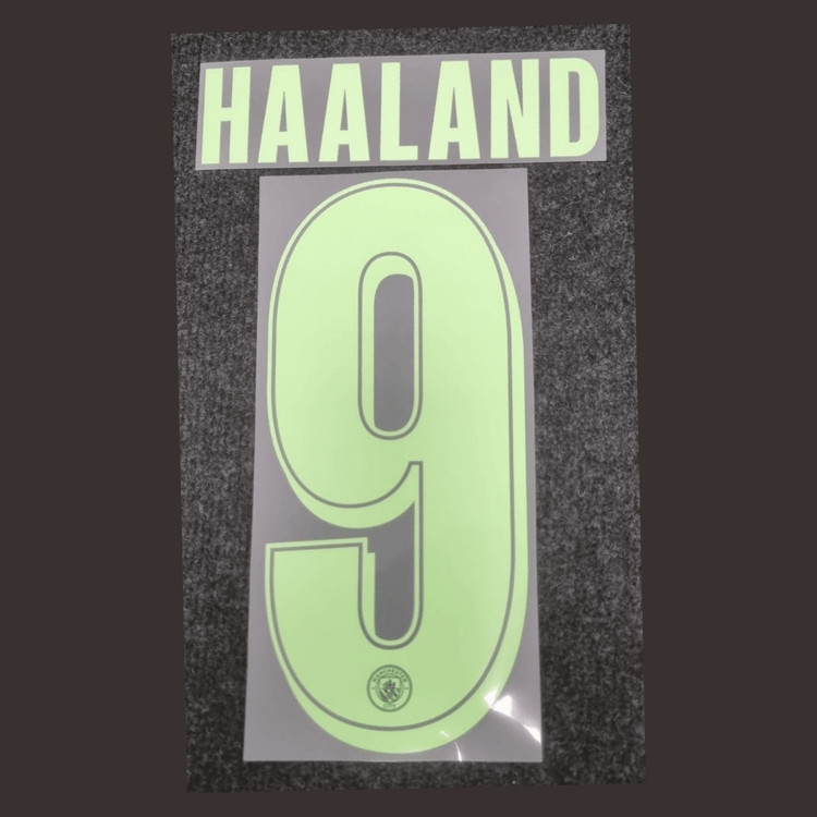 Original 25 / 26 MCFC MANCHESTER CITY 3rd Trikot - Flock 26cm - HAALAND 9 (Champions League Style) - sportiger.de