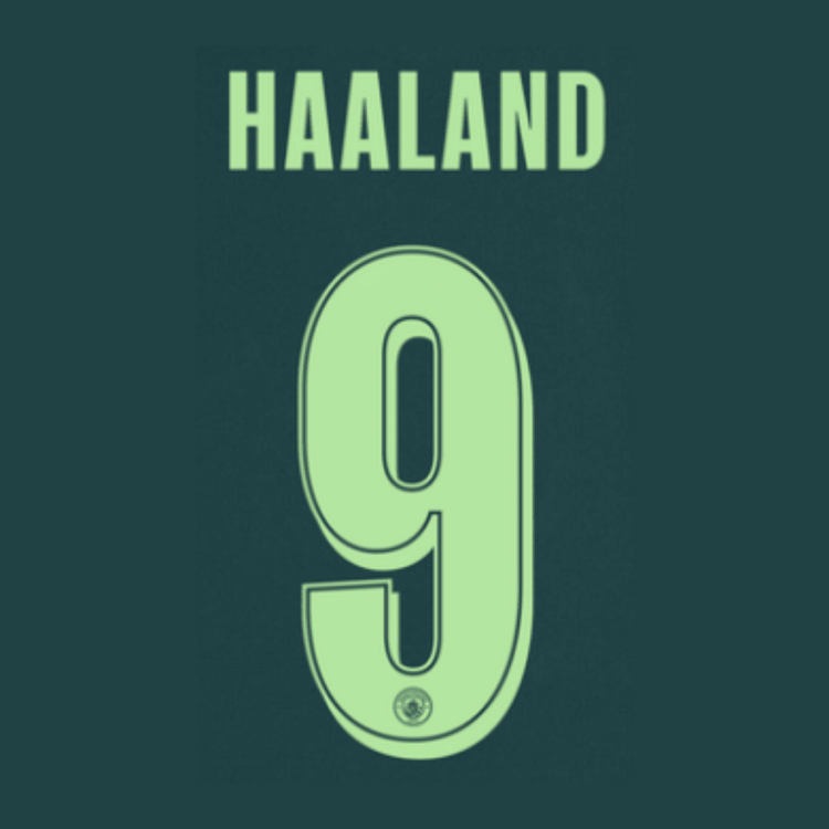 Original 25 / 26 MCFC MANCHESTER CITY 3rd Trikot - Flock 26cm - HAALAND 9 (Champions League Style) - sportiger.de