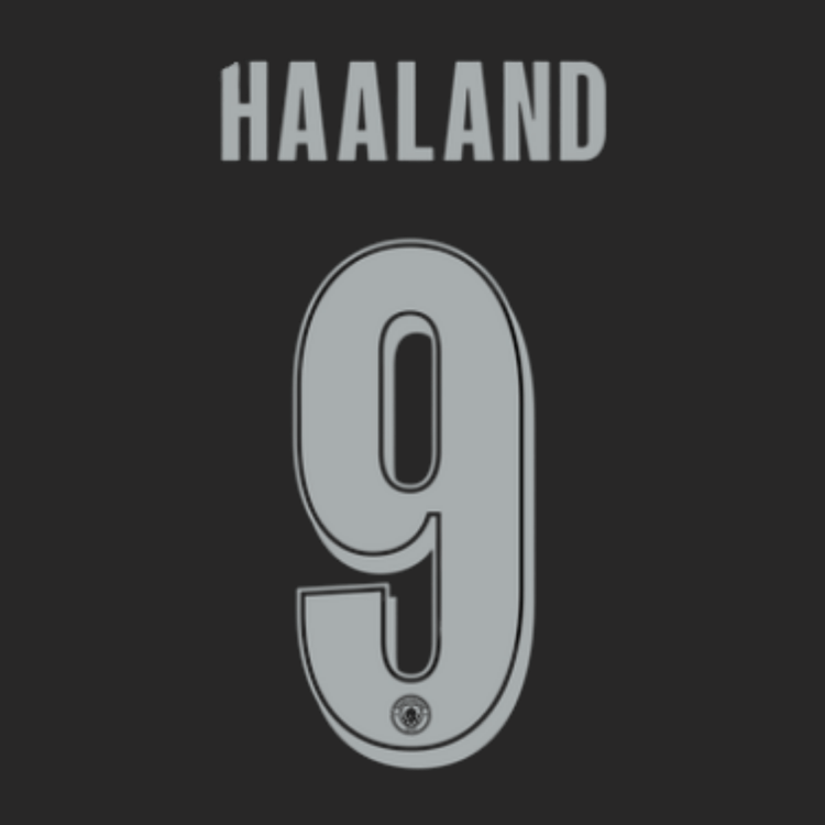 Original 25 / 26 MCFC MANCHESTER CITY Away Trikot - Flock 26cm - HAALAND 9 (Champions League Style) - sportiger.de