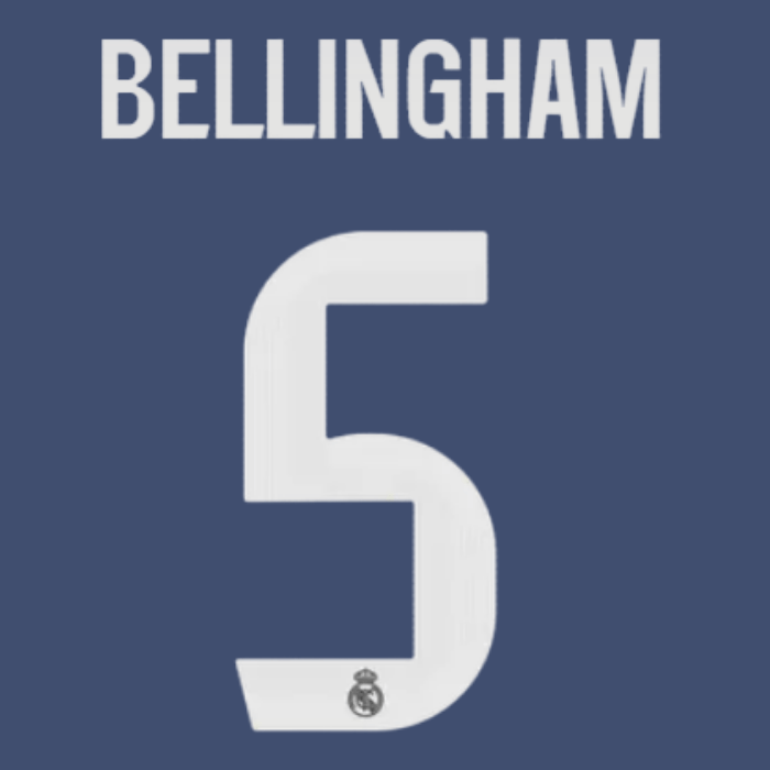 Original 25 / 26 REAL MADRID Away Trikot - Flock 26cm - BELLINGHAM 5 - sportiger.de