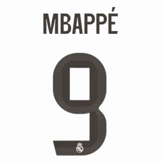 Original 25 / 26 REAL MADRID Home Trikot - Flock 26cm - MBAPPÉ 9 - sportiger.de
