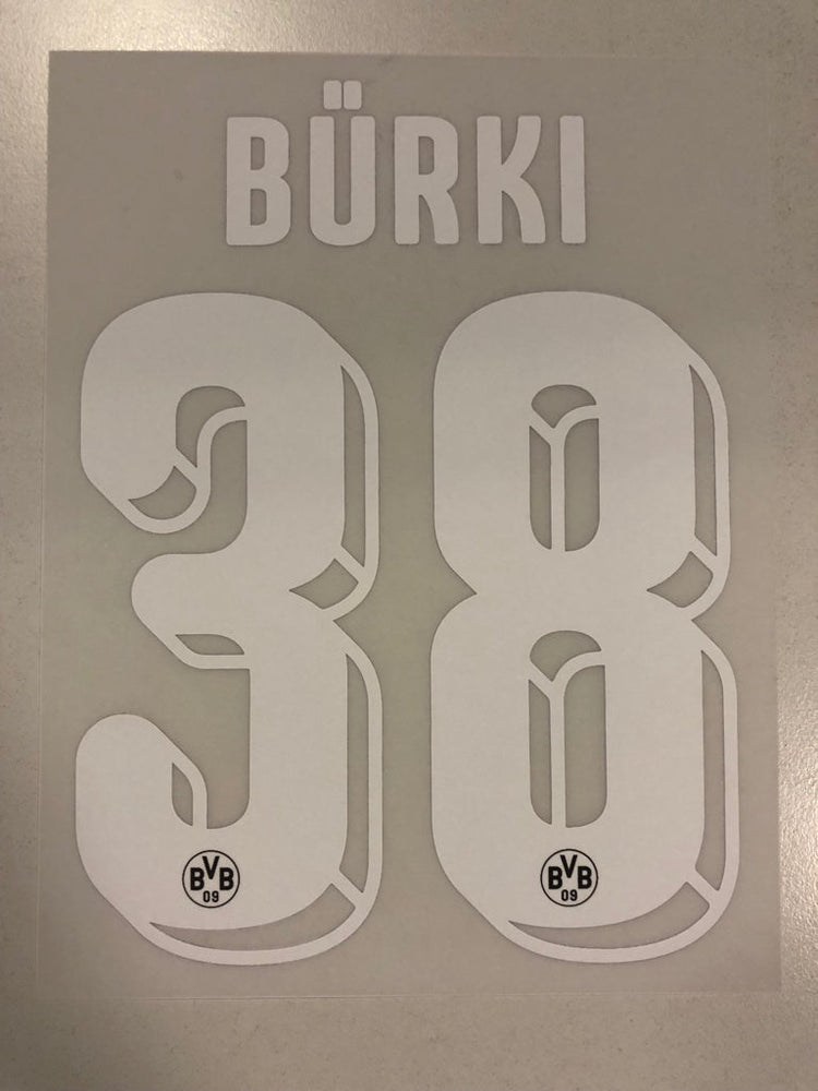 Original BVB Borussia Dortmund Trikot - Flock 16cm - BÜRKI 38 - sportiger.de