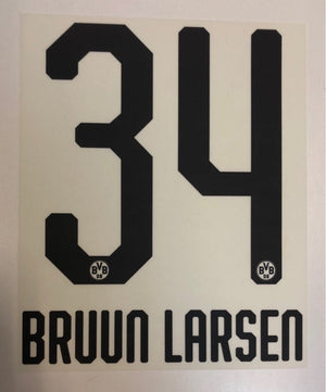 Original BVB Borussia Dortmund Trikot - Flock 20cm - BRUUN LARSEN 34 - sportiger.de