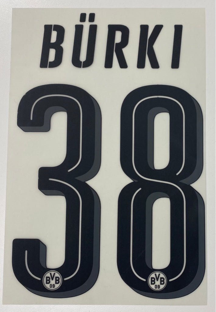 Original BVB Borussia Dortmund Trikot - Flock 20cm - BÜRKI 38 - sportiger.de