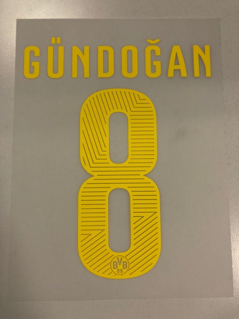 Original BVB Borussia Dortmund Trikot - Flock 20cm - GÜNDOGAN 8 - sportiger.de