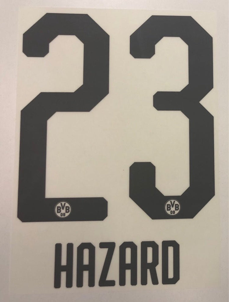 Original BVB Borussia Dortmund Trikot - Flock 20cm - HAZARD 23 - sportiger.de