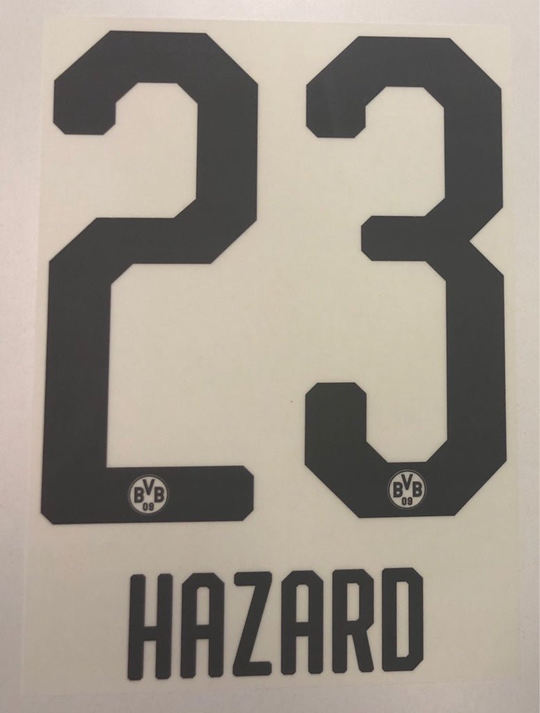 Original BVB Borussia Dortmund Trikot - Flock 20cm - HAZARD 23 - sportiger.de