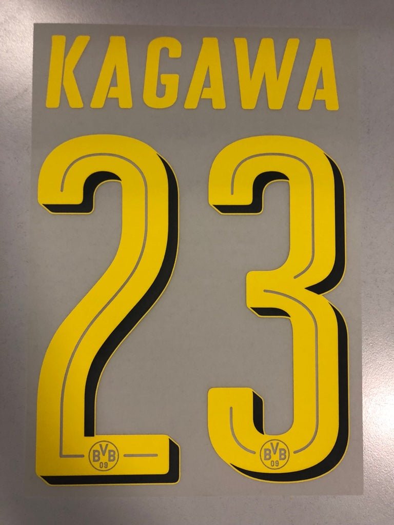 Original BVB Borussia Dortmund Trikot - Flock 20cm - KAGAWA 23 - sportiger.de