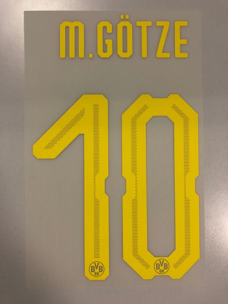 Original BVB Borussia Dortmund Trikot - Flock 20cm - M. GÖTZE 10 - sportiger.de