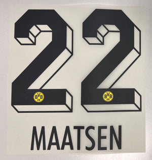 Original BVB Borussia Dortmund Trikot - Flock 20cm - MAATSEN 22 - sportiger.de