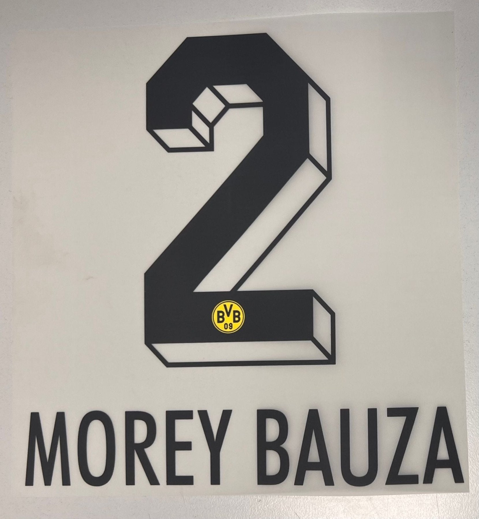 Original BVB Borussia Dortmund Trikot - Flock 20cm - MOREY BAUZA 2 - sportiger.de