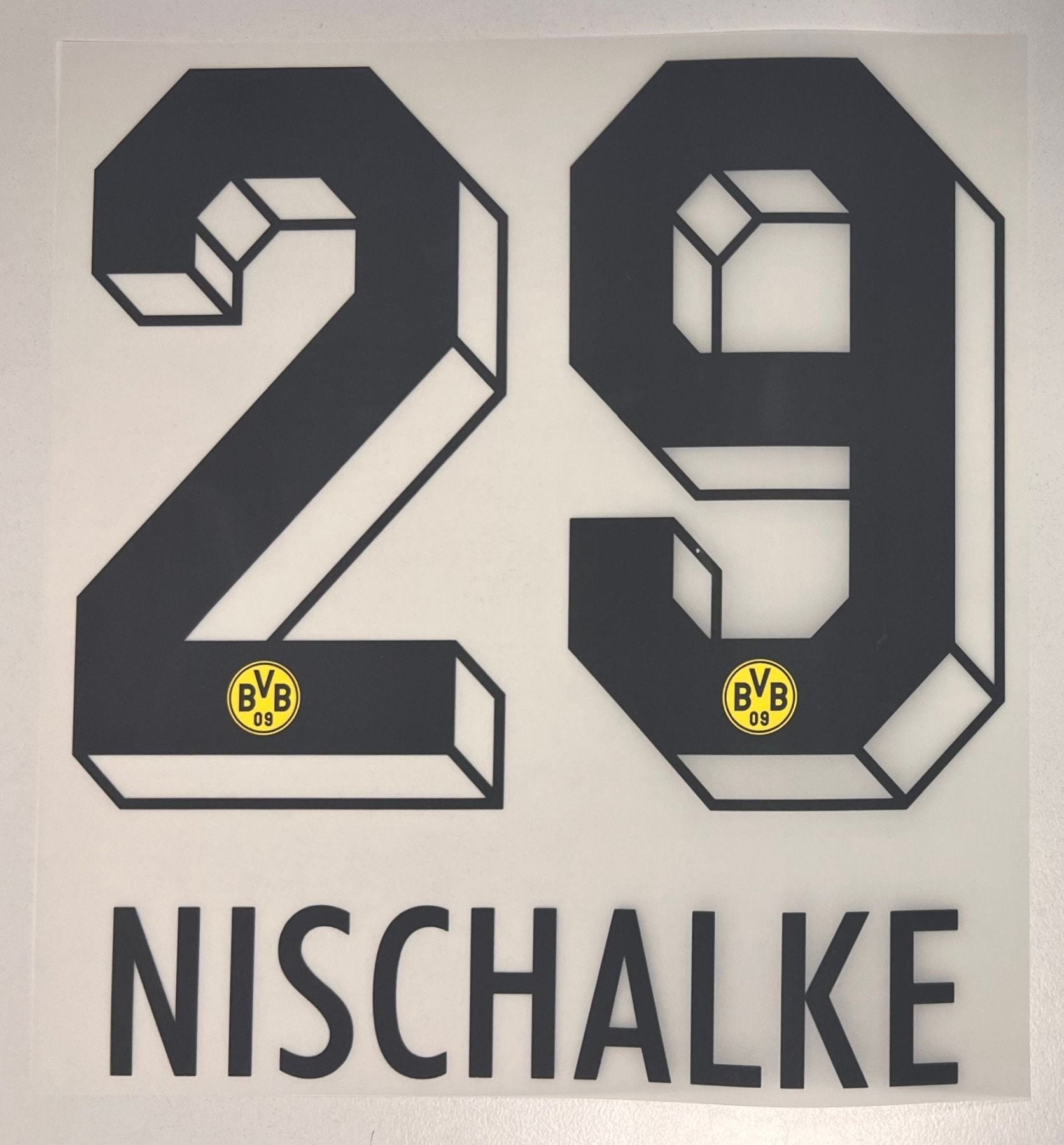Original BVB Borussia Dortmund Trikot - Flock 20cm - NISCHALKE 29 - sportiger.de