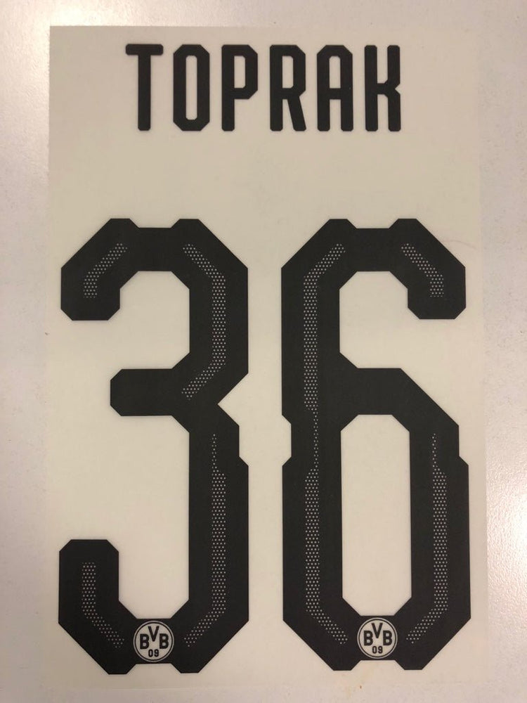 Original BVB Borussia Dortmund Trikot - Flock 20cm - TOPRAK 36 - sportiger.de