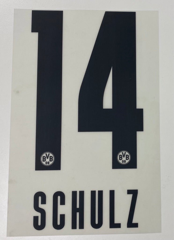 Original BVB Borussia Dortmund Trikot - Flock 25cm - SCHULZ 14 - sportiger.de