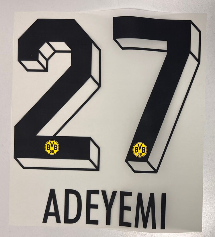 Original BVB Borussia Dortmund Trikot - Flock 26cm - ADEYEMI 27 - sportiger.de
