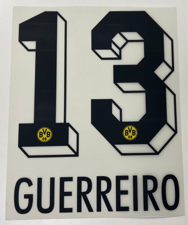 Original BVB Borussia Dortmund Trikot - Flock 26cm - GUERREIRO 13 - sportiger.de