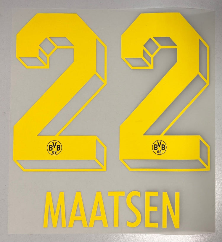 Original BVB Borussia Dortmund Trikot - Flock 26cm - MAATSEN 22 - sportiger.de