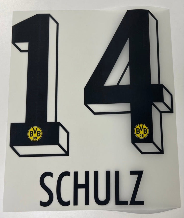 Original BVB Borussia Dortmund Trikot - Flock 26cm - SCHULZ 14 - sportiger.de