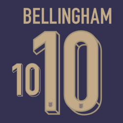 Original EURO 2024 ENGLAND Away Trikot - Flock 26cm - BELLINGHAM 10 - sportiger.de