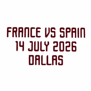 Original RFEF SPANIEN Away Trikot Match Detail/Spielpaarung WM 2026 FRANCE VS SPAIN 14 JULY 2026 DALLAS - sportiger.de